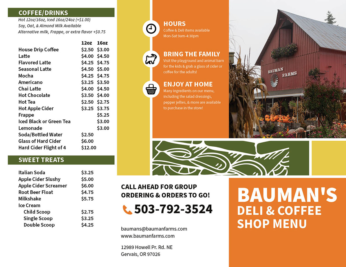 Deli & Coffee Shop Menu 2025