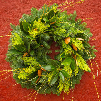 Golden Magnolia Holiday Wreath