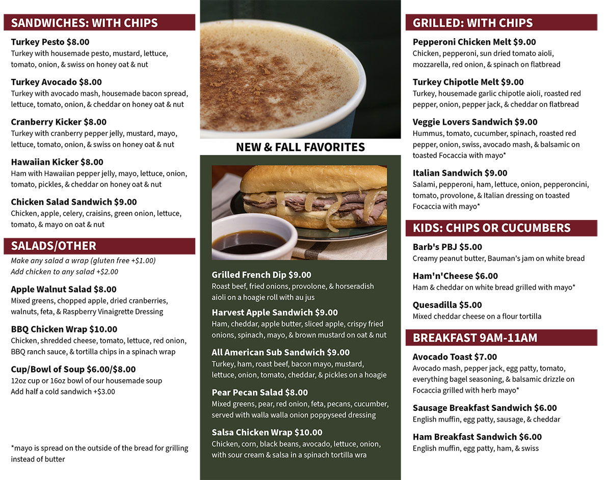 Bauman Deli & Coffee Shop Menu